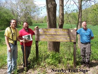 Finger Lakes Trail Sign w Fred - Isiaih & Bob 400pxw